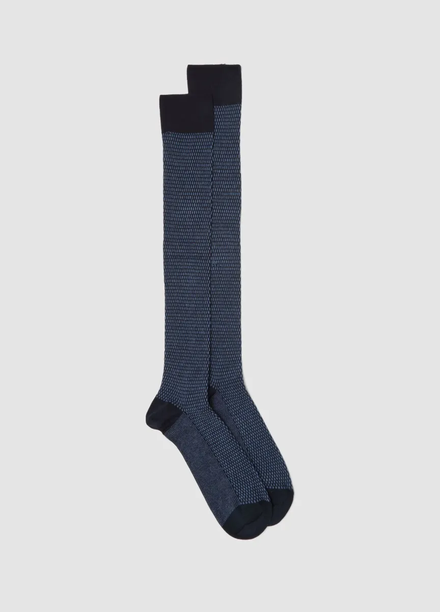 Calze lunghe blu in cotone elasticizzato