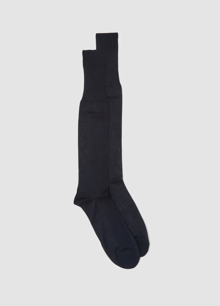 Calze lunghe blu in puro cotone