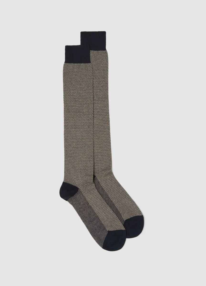 Calze lunghe blu navy in cotone elasticizzato
