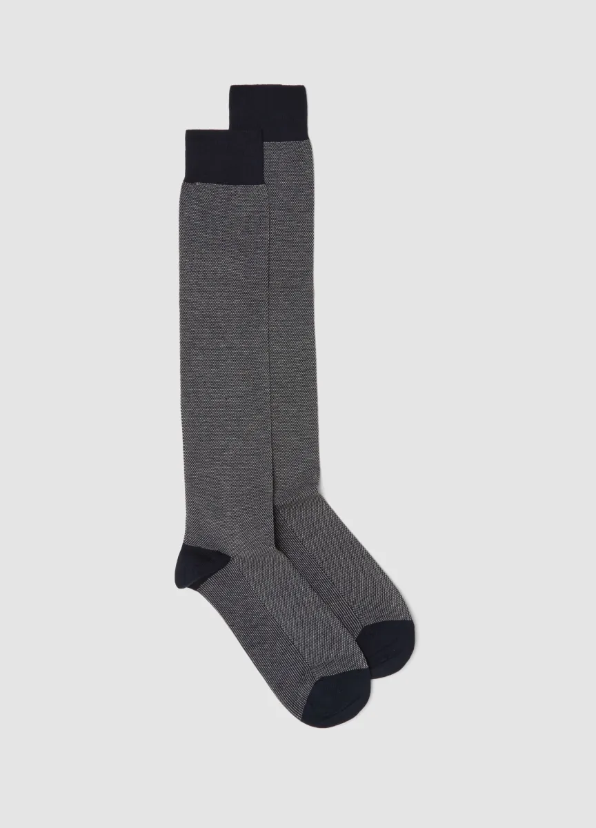 Calze lunghe blu navy in cotone elasticizzato