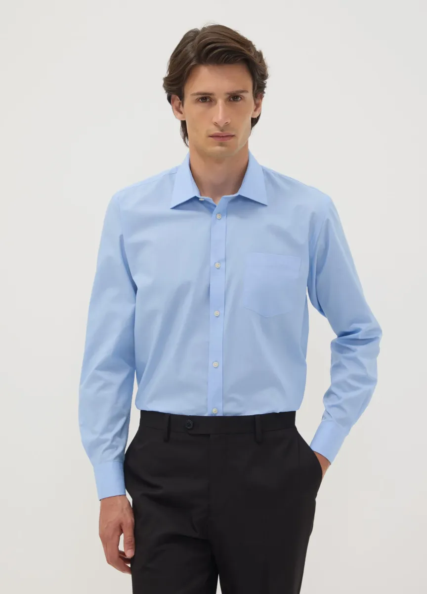 Camicia azzurra regular fit con colletto classico easy iron
