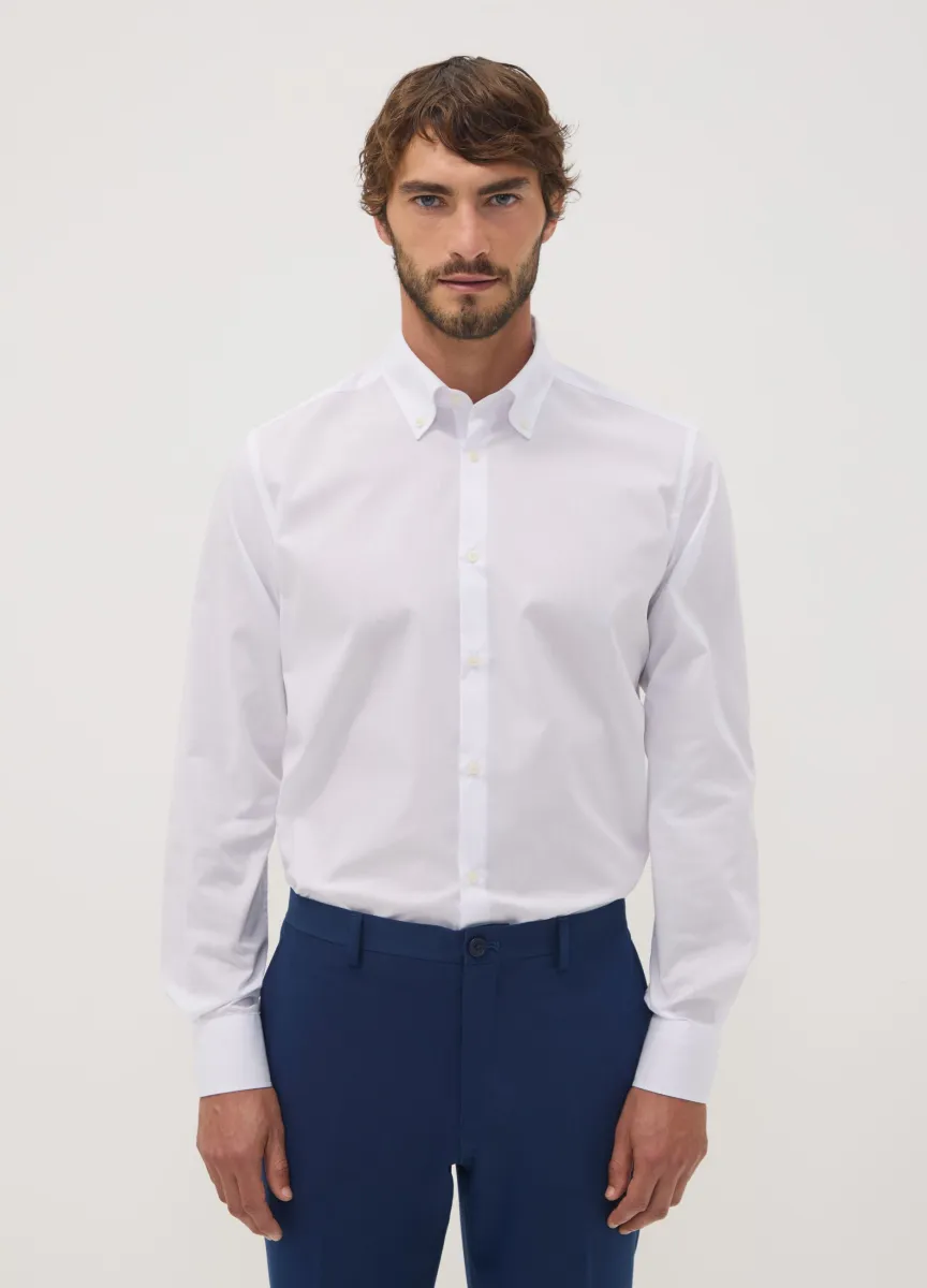 Camicia bianca button down slim fit a maniche lunghe Easy Iron