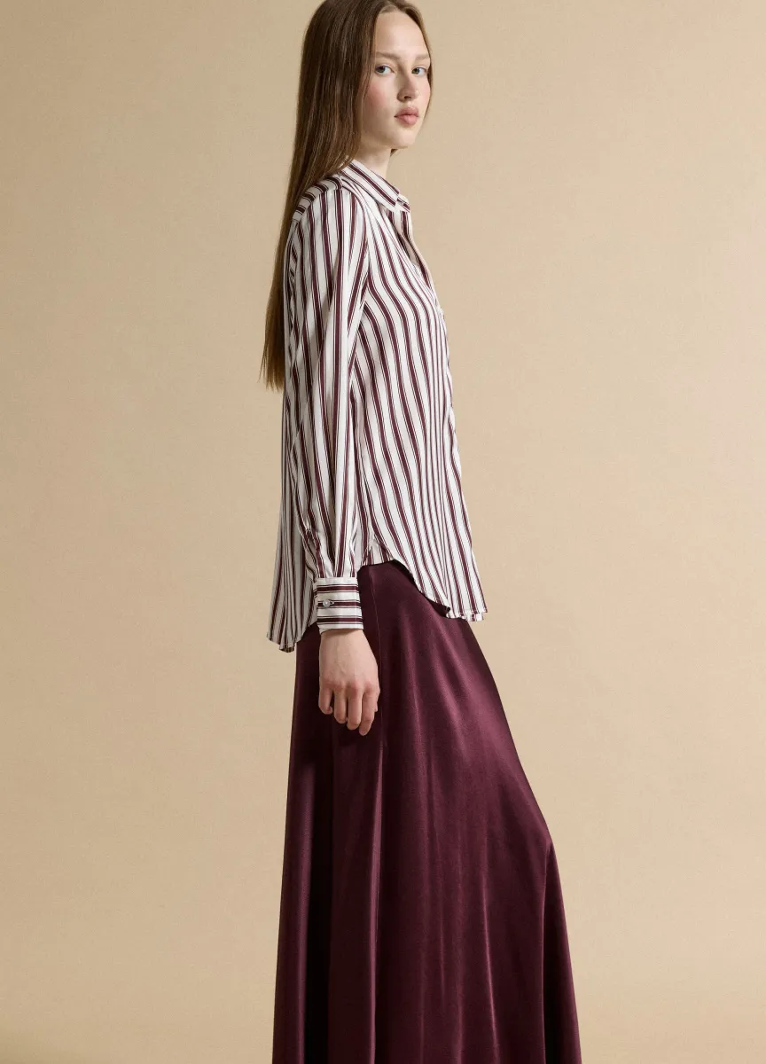 Camicia bianca in tessuto elasticizzato a righe regular fit