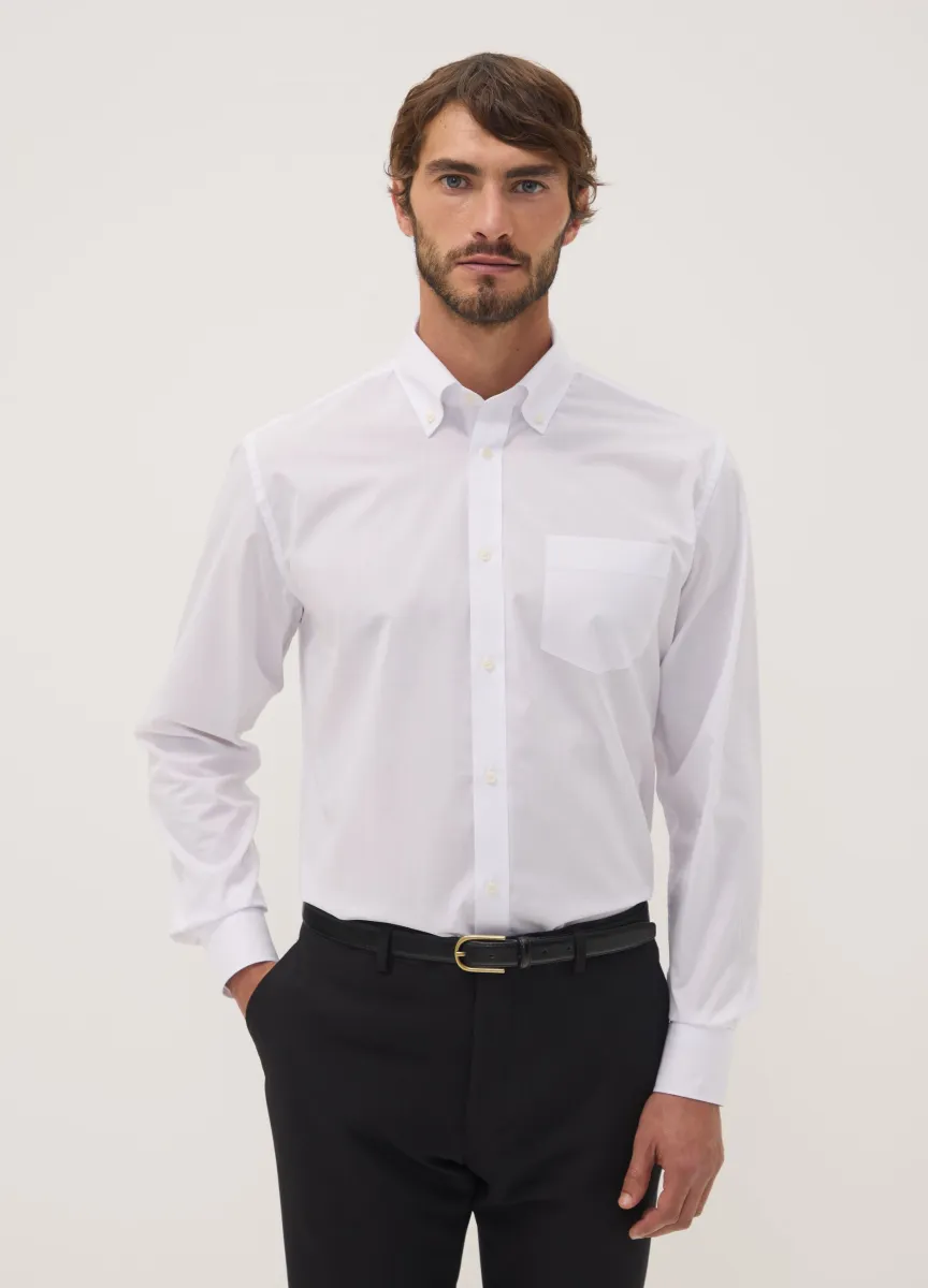 Camicia bianca regular fit con colletto button down Easy Iron