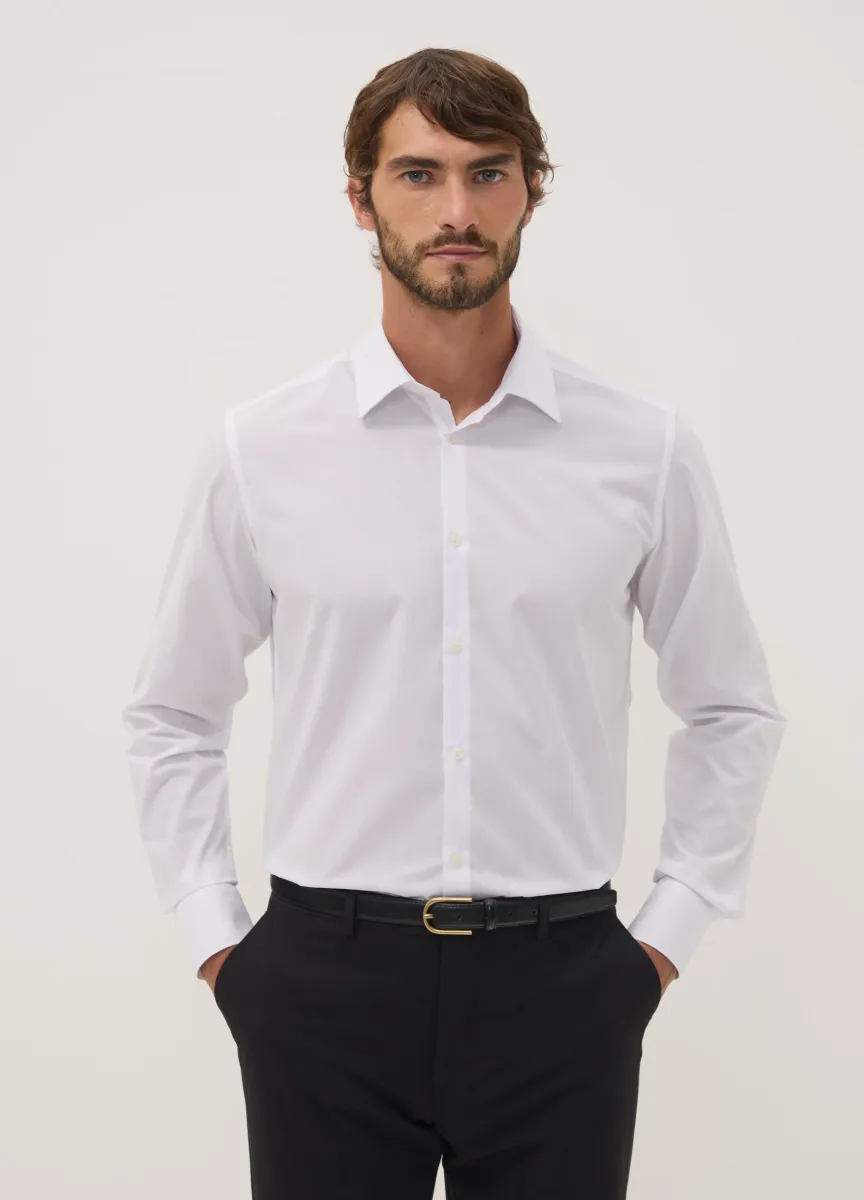 Camicia bianca slim fit con colletto classico easy iron