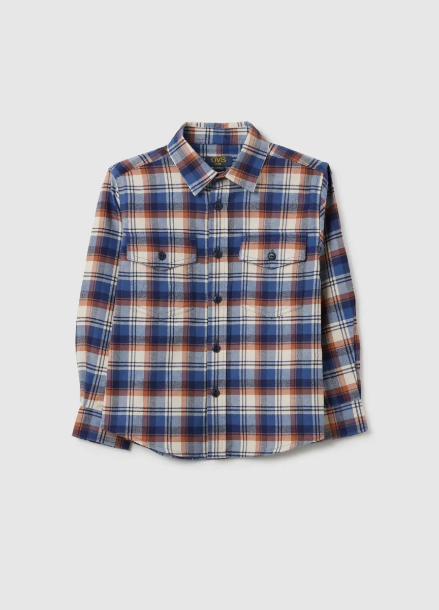 Camicia da bambino in puro cotone multicolor regular fit