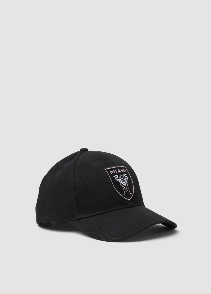 Cappellino nero in puro cotone con ricamo Inter Miami CF