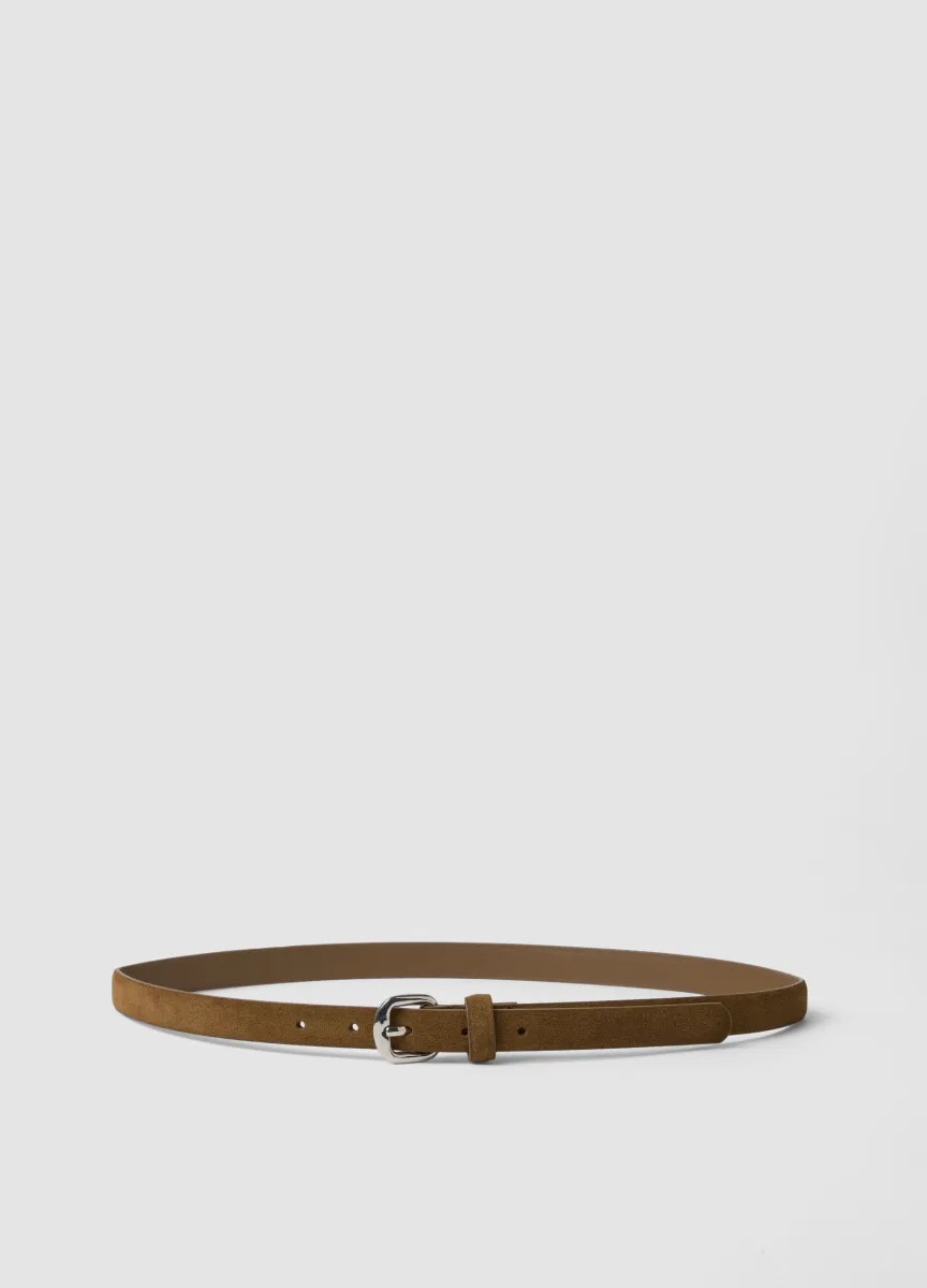 Cintura marrone sottile in vera pelle