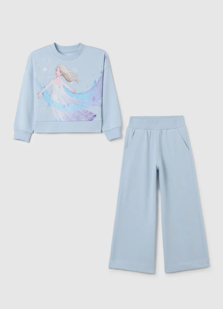 Completo da bambina in misto cotone azzurro regular fit
