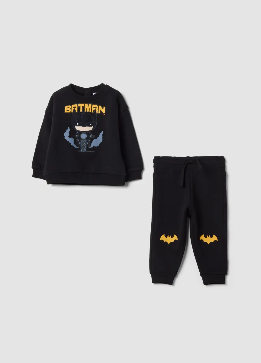 Completo jogging nero in puro cotone organico a tema Batman over fit