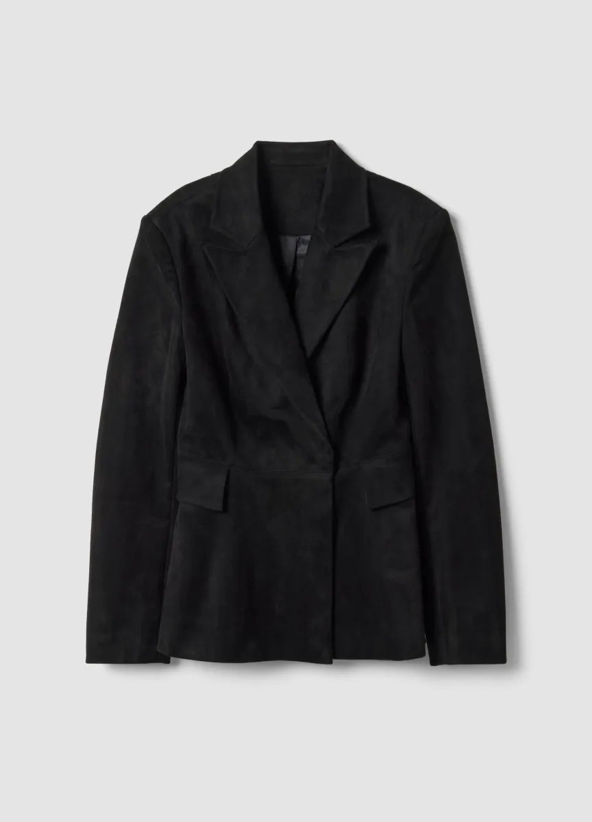 Faux Suede Blazer Black