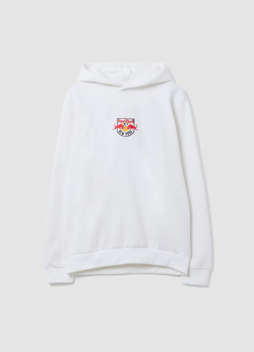 Felpa bianca con cappuccio in misto cotone con stampa New York Red Bulls