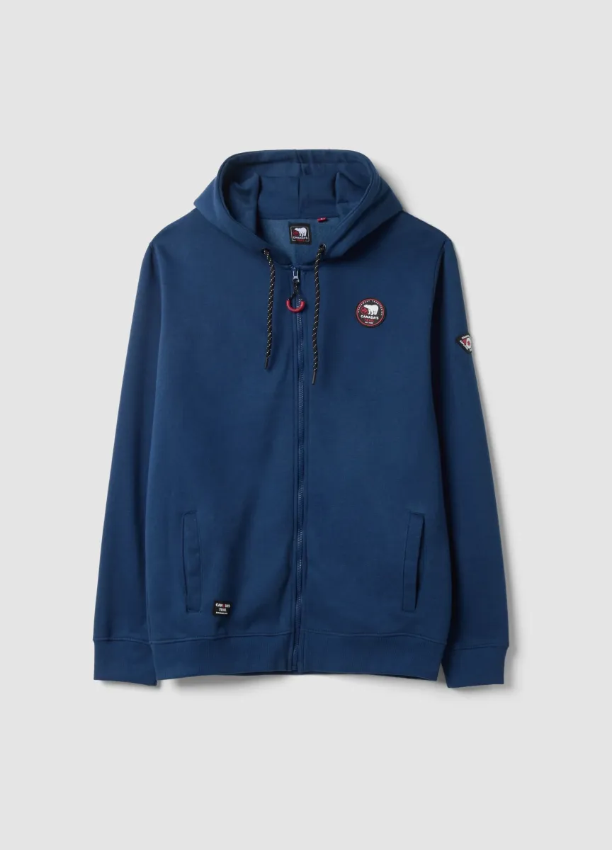 Felpa blu con cappuccio in misto cotone