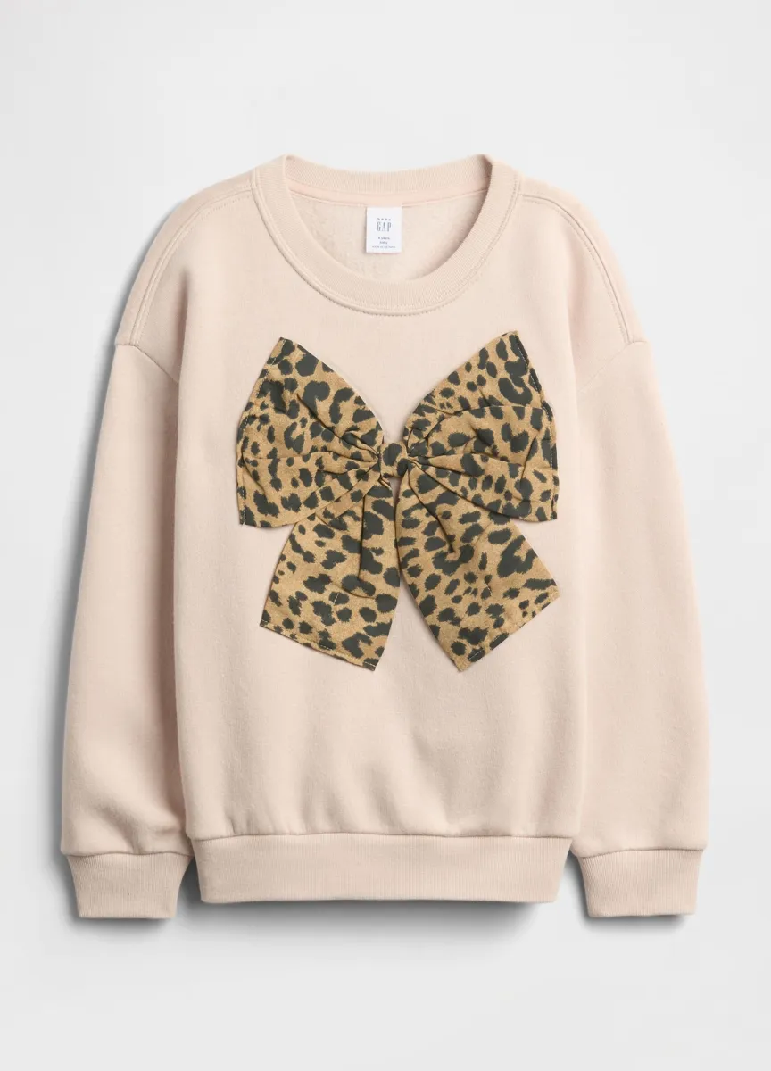Felpa con fiocco leopardato