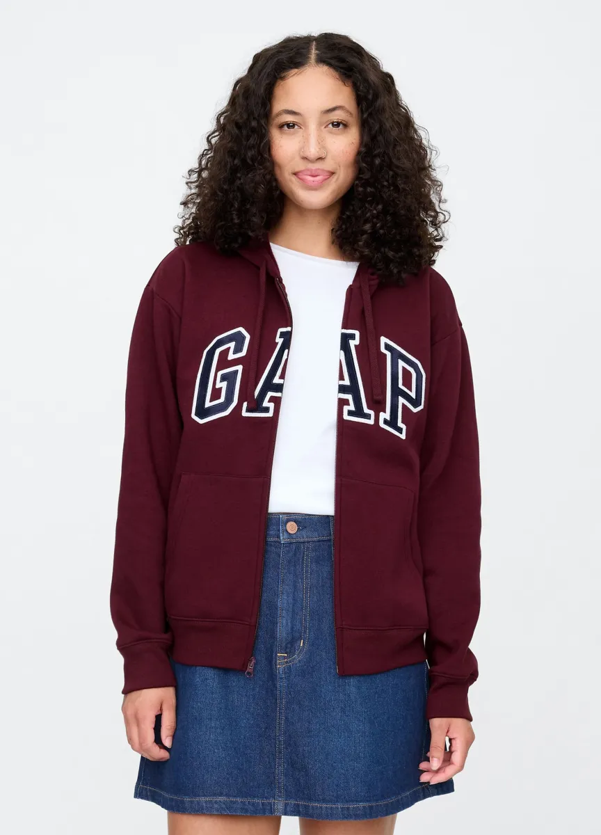 Felpa con logo GAP, cappuccio e zip in misto cotone
