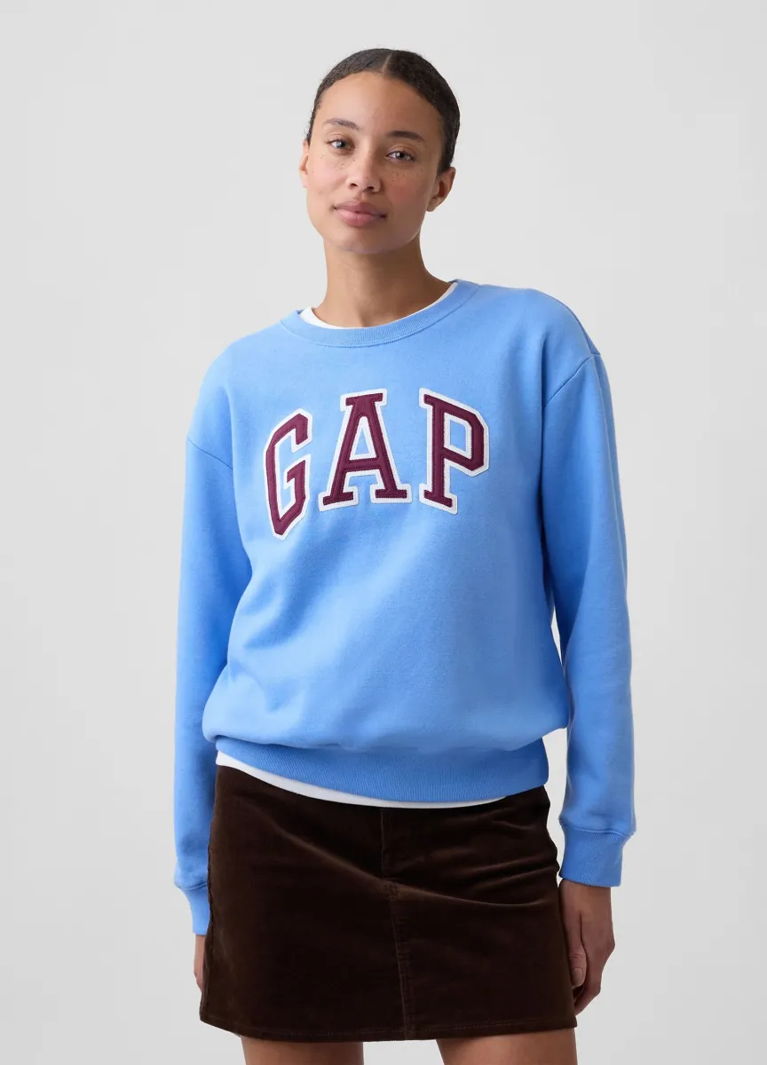 Felpa girocollo azzurra in misto cotone con logo GAP