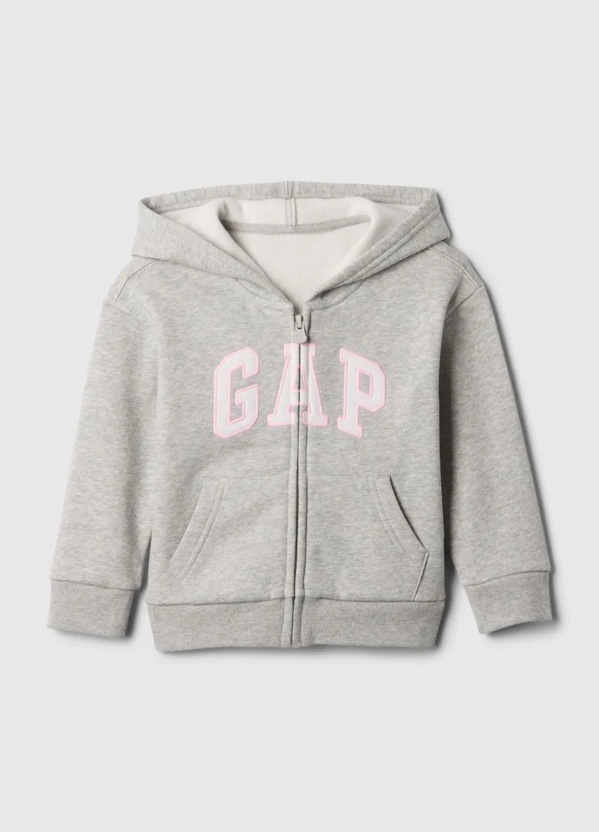 Felpa grigio chiaro con cappuccio in misto cotone con logo GAP
