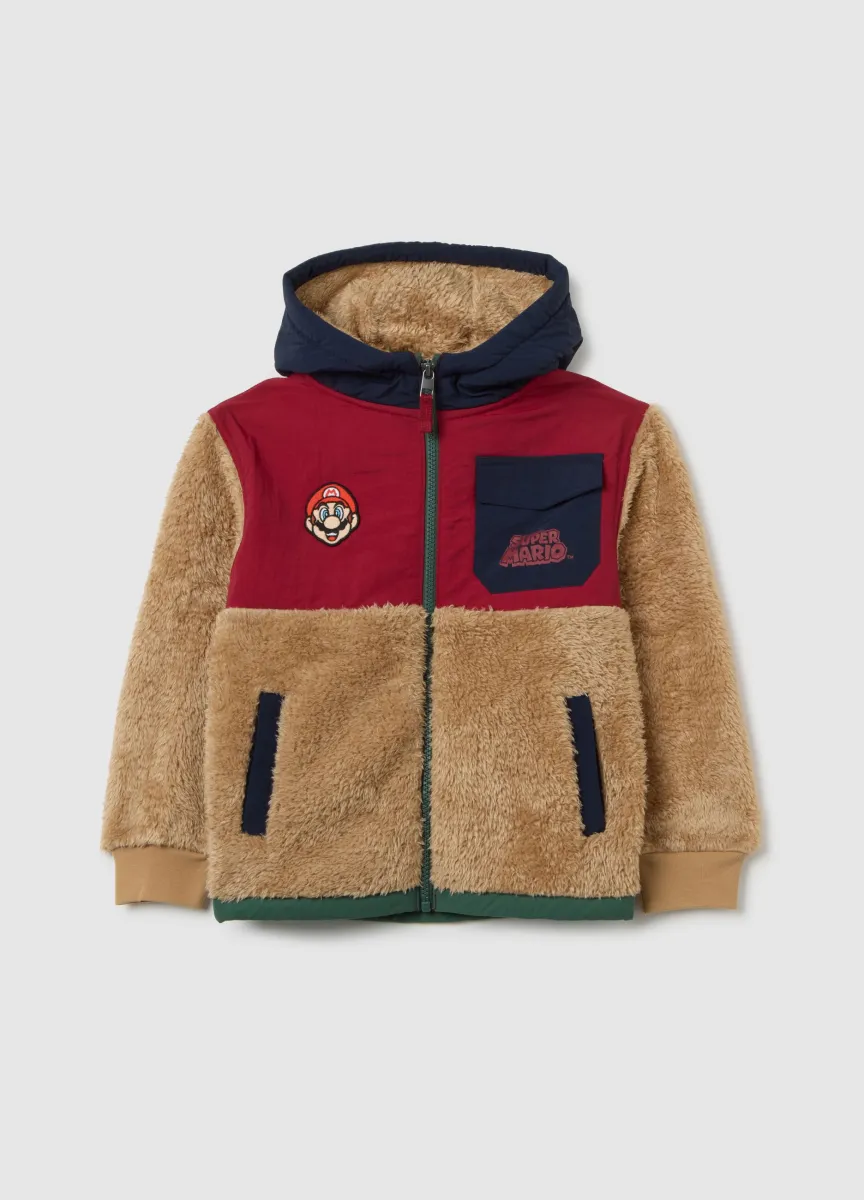 Felpa multicolor da bambino in sherpa full zip regular fit con stampe