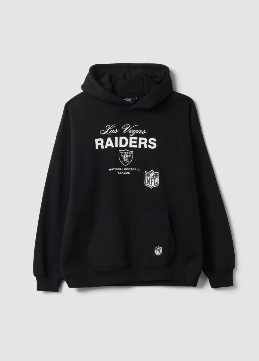 Felpa nera con cappuccio in misto cotone con stampa Raiders