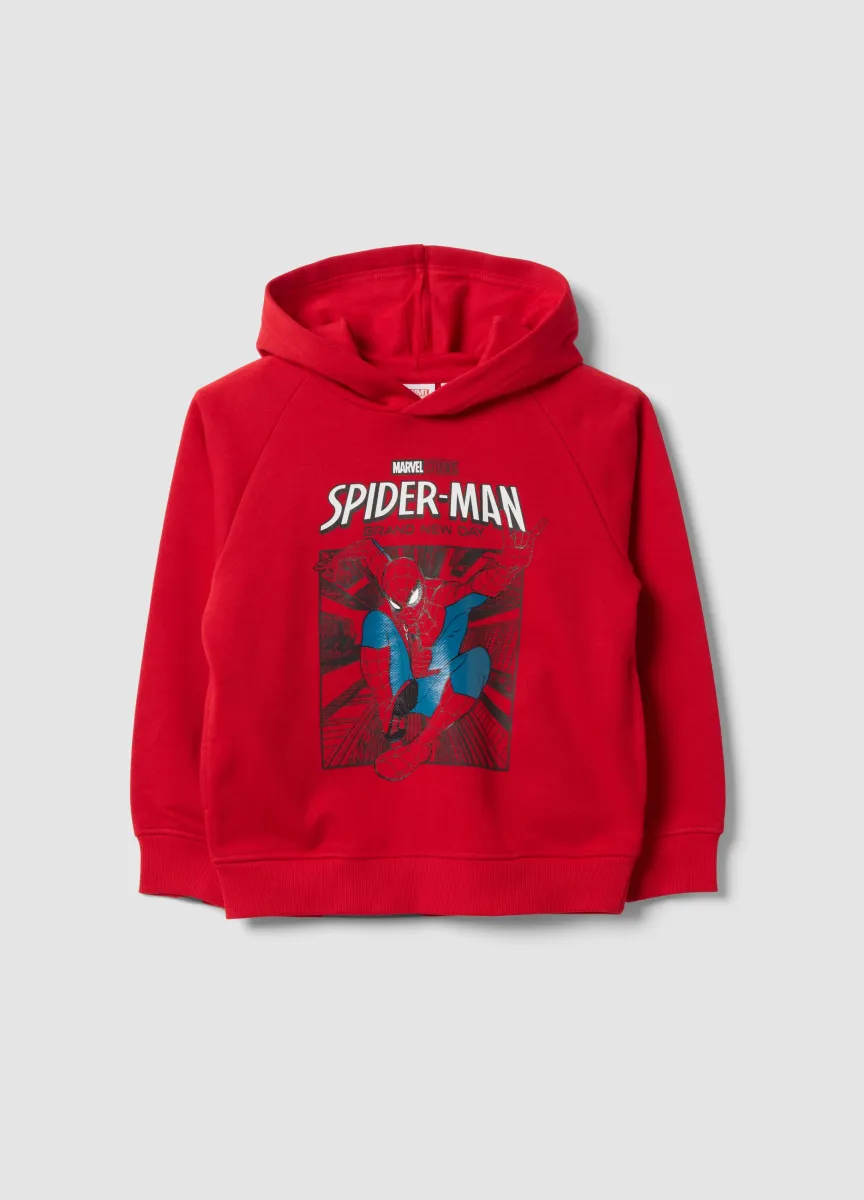 Felpa over rossa con cappuccio in misto cotone con stampa MARVEL Spider-Man per bambino