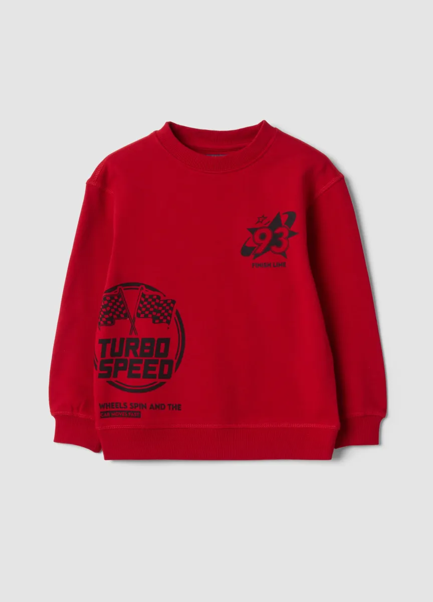 Felpa rossa in puro cotone organico girocollo