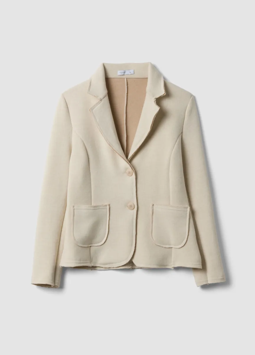 Giacca beige in misto viscosa elasticizzata regular fit