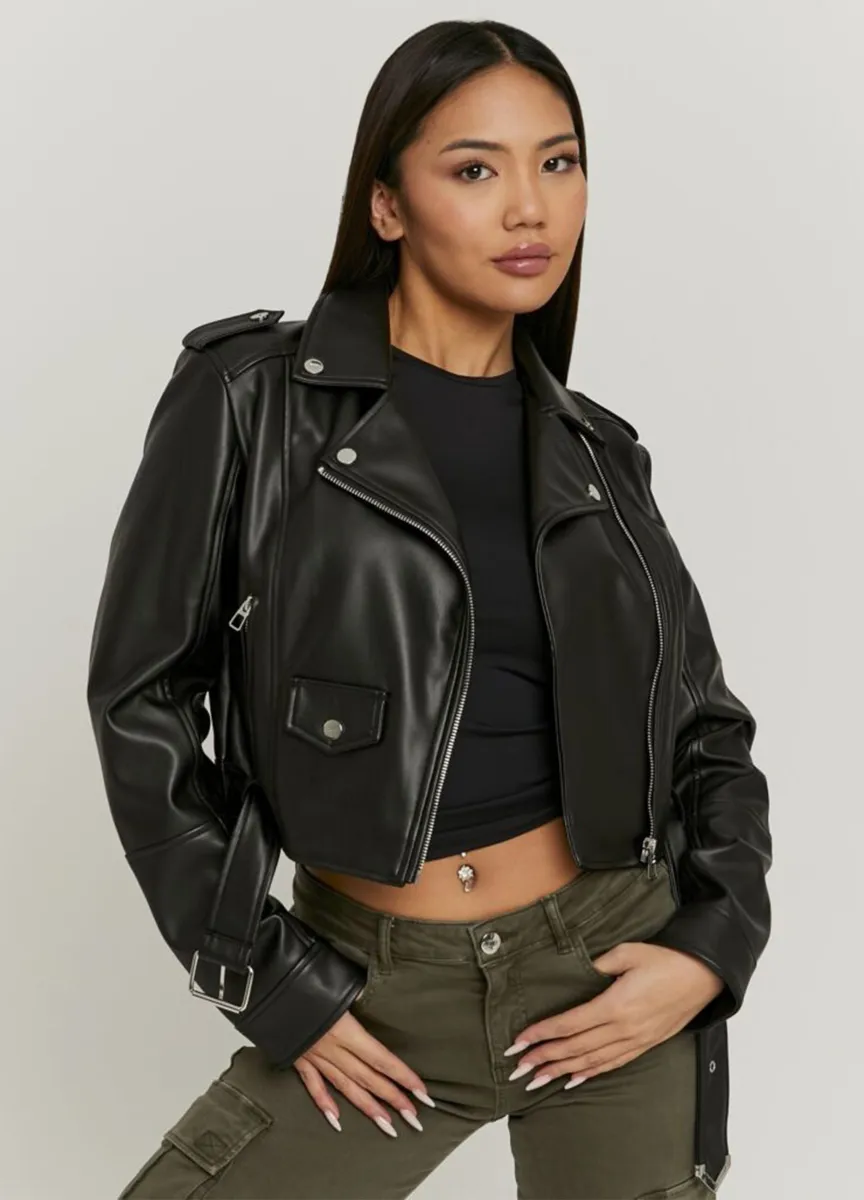 Giacca biker nera regular fit