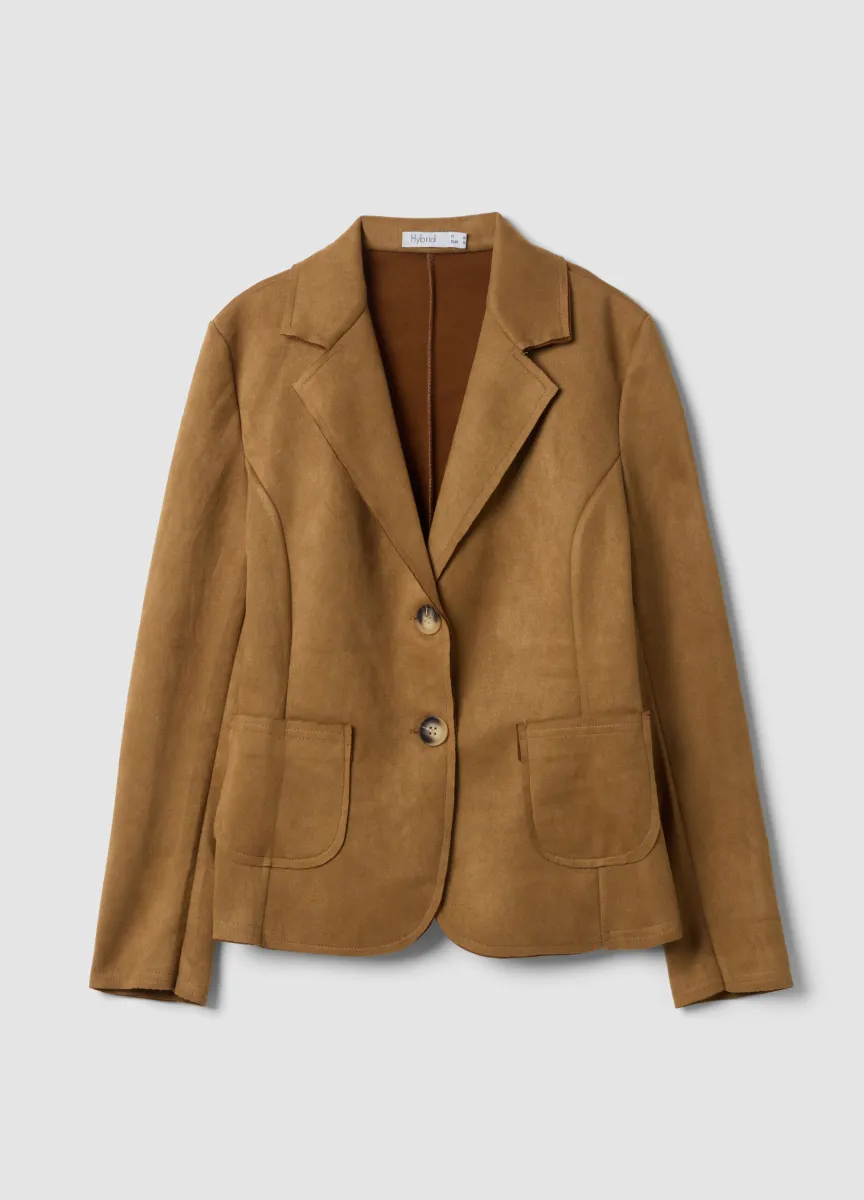Giacca marrone regular fit con rever e tasche applicate