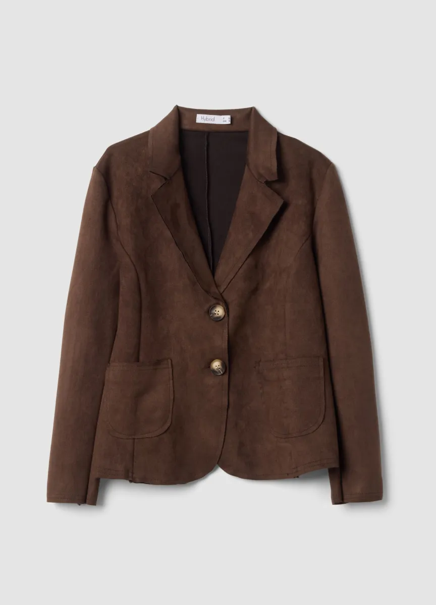 Giacca marrone regular fit con rever e tasche applicate