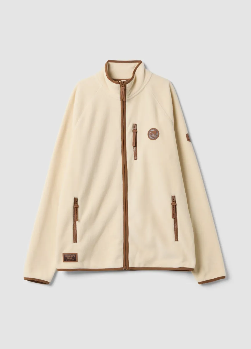 Giacca pesante beige con zip e finiture a contrasto