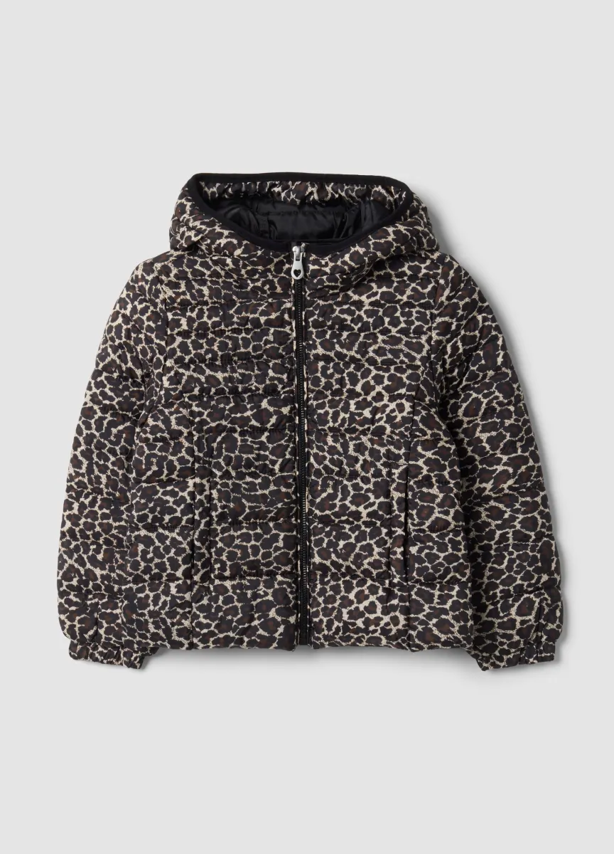 Giubbotto marrone imbottito con cappuccio e zip