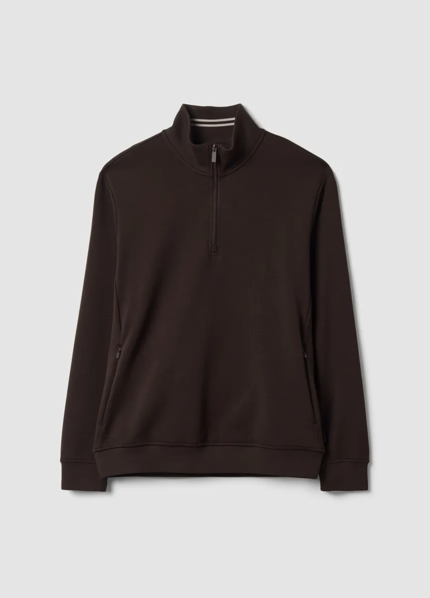 Half-zip marrone in cotone elasticizzato traspirante 2 Way Stretch