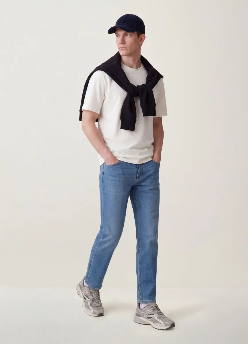 Jeans azzurri in cotone elasticizzato comfort fit