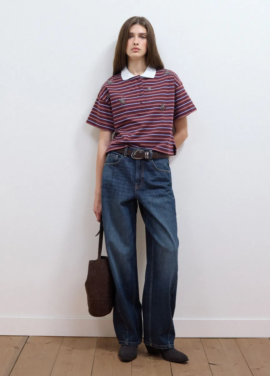 Jeans blu balloon fit in puro cotone