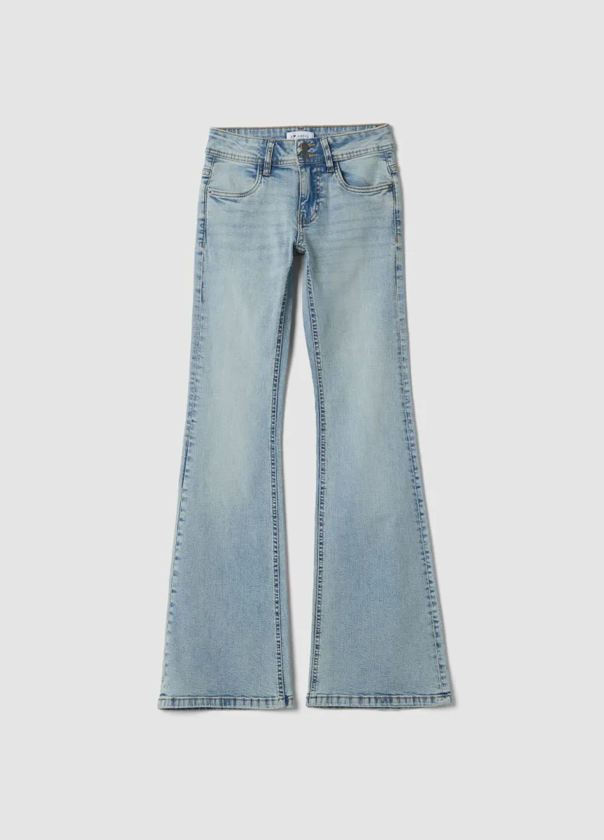 Jeans blu chiaro flare in cotone elasticizzato