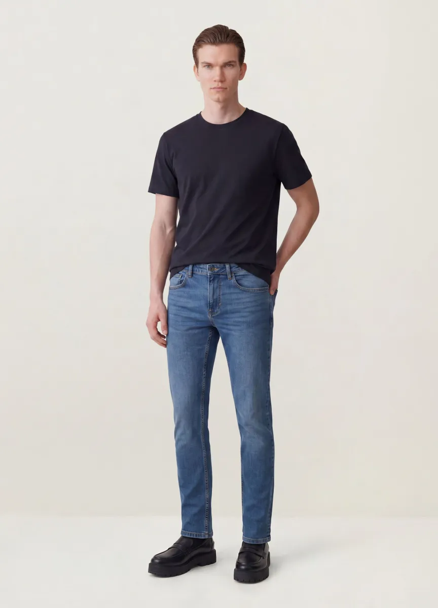 Jeans blu slim fit in cotone elasticizzato