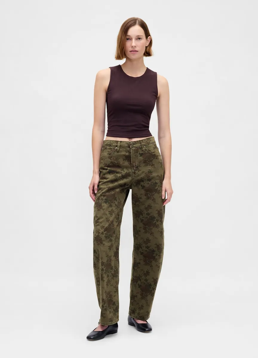 Jeans carrot fit in cotone con stampa