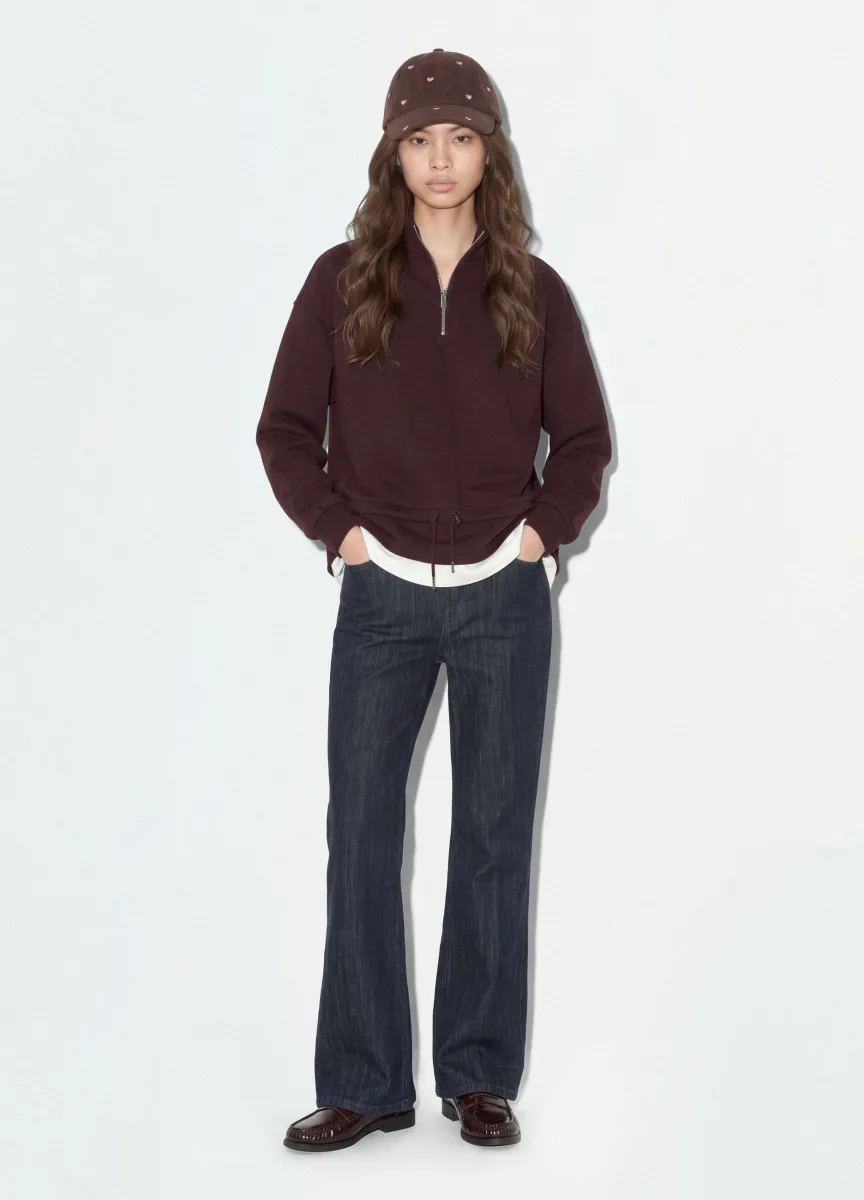 Jeans denim blu bootcut in cotone elasticizzato