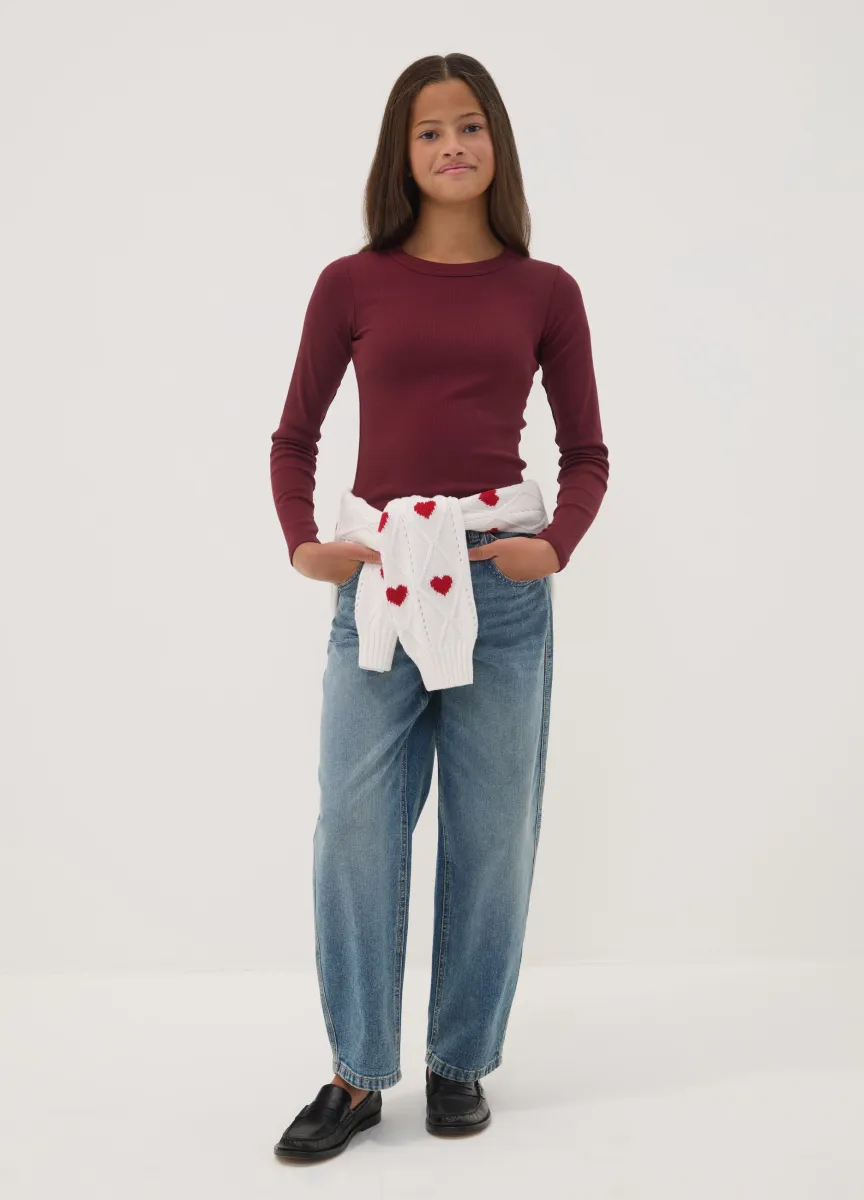 Jeans denim blu in puro cotone balloon fit