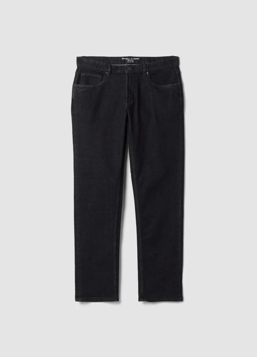 Jeans denim neri in cotone elasticizzato regular fit