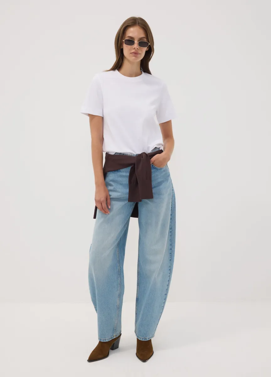 Jeans lavaggio chiaro denim in puro cotone barrel fit