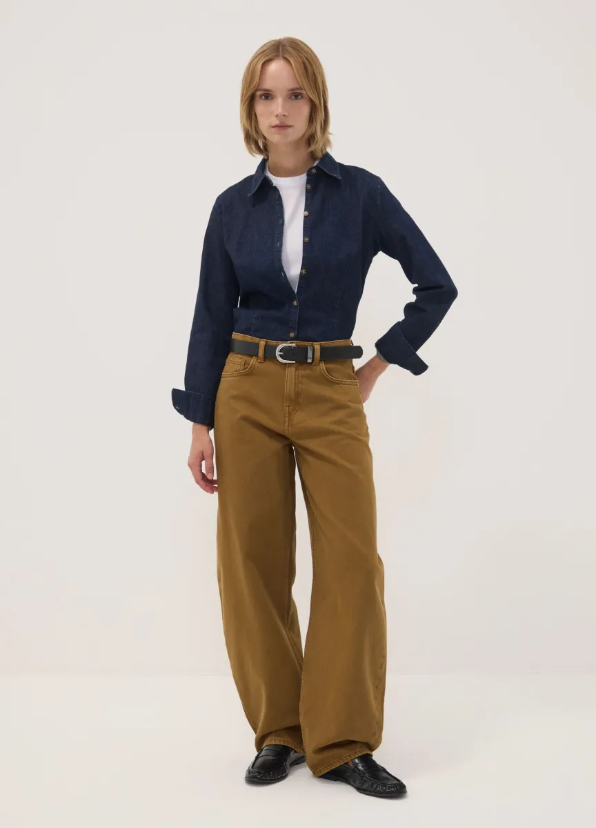 Jeans marroni in puro cotone barrel fit