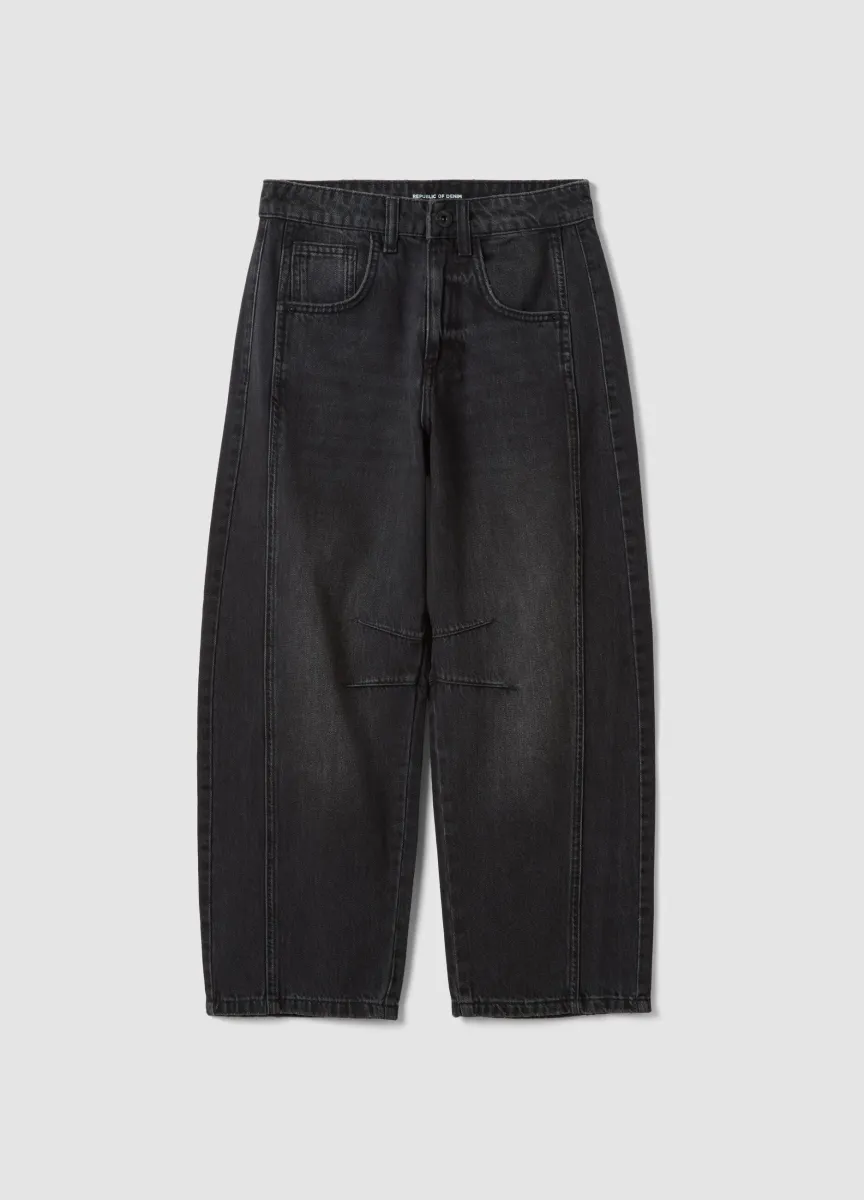 Jeans neri in puro cotone barrel fit