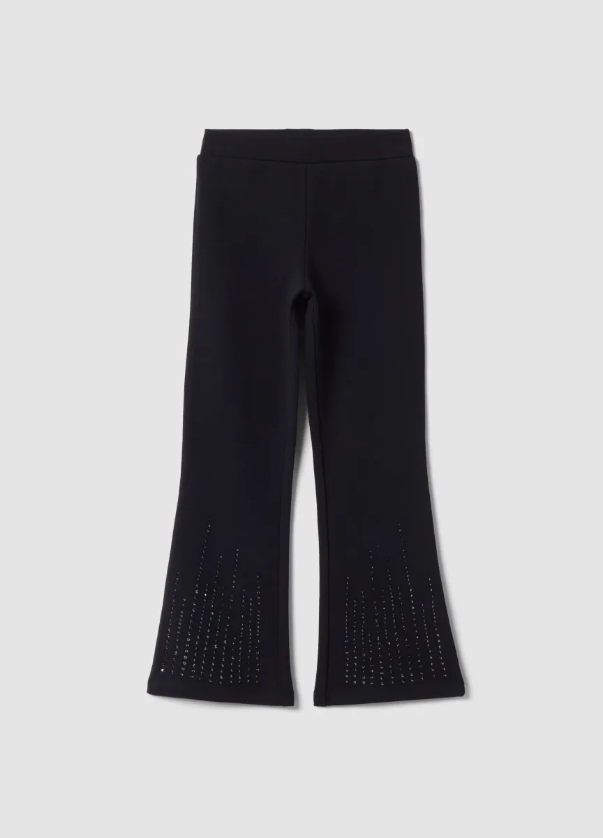 Leggings blu flare in cotone elasticizzato
