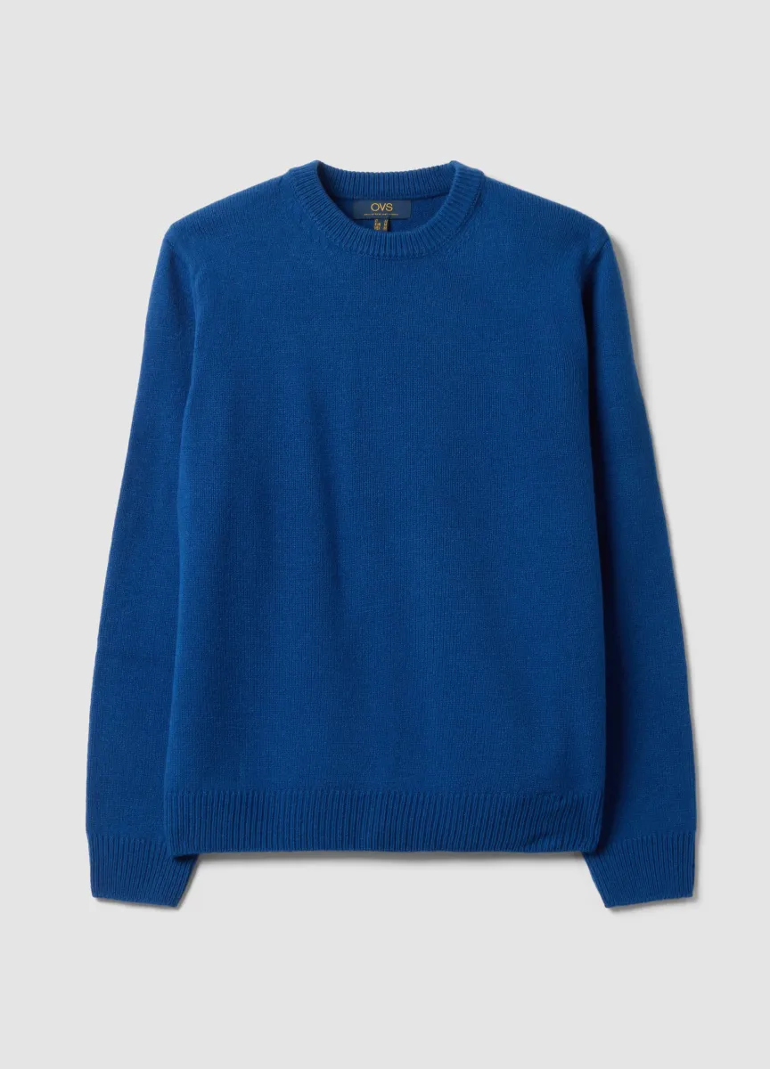 Maglia blu girocollo in jersey knit regular fit