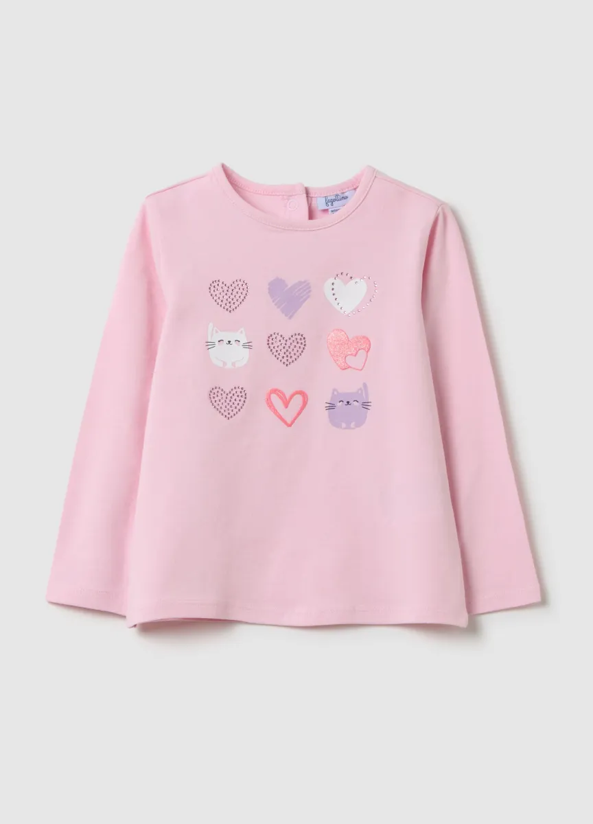 Maglia da bambina in cotone elasticizzato rosa