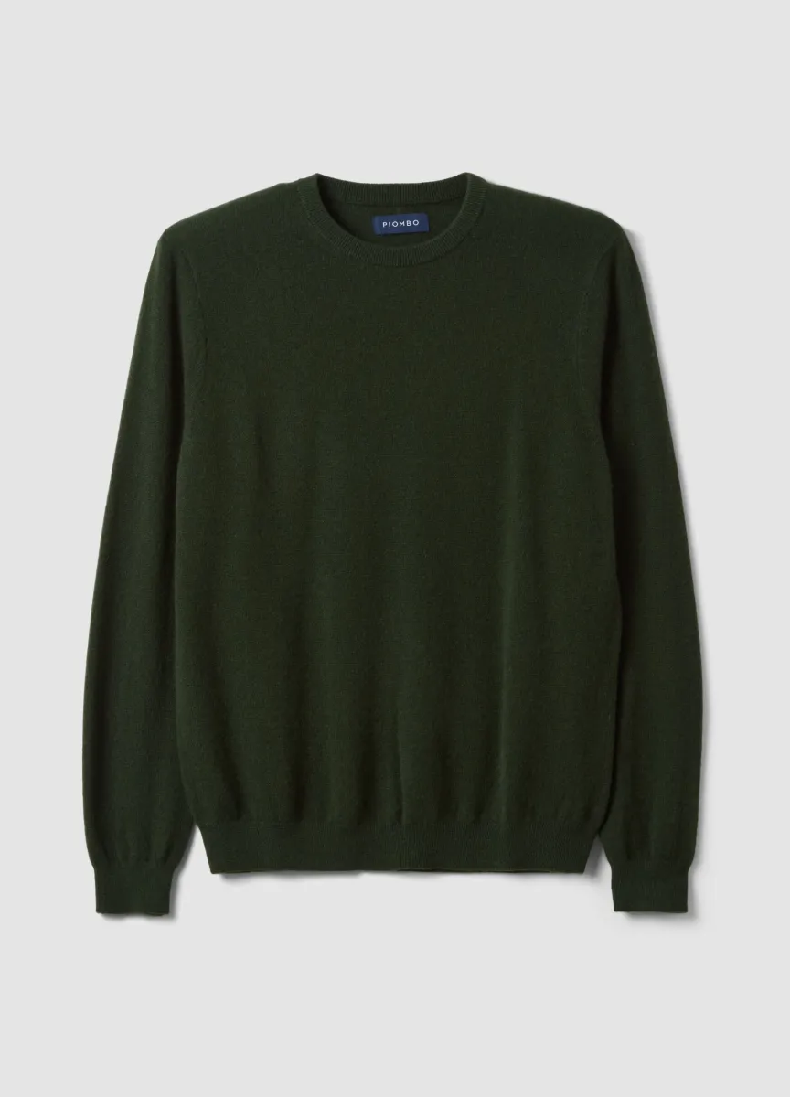 Maglia verde in puro cashmere regular fit