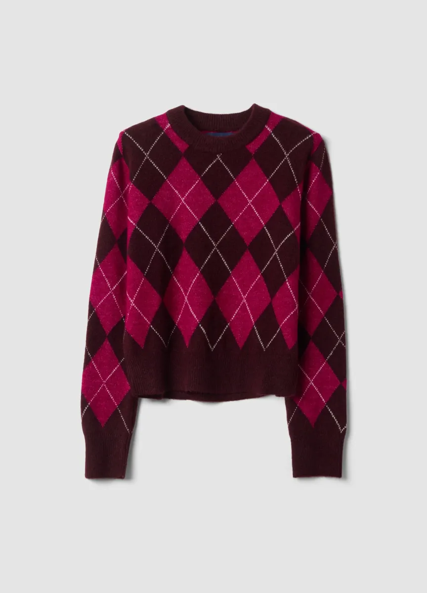 Maglia viola in lana elasticizzato con girocollo