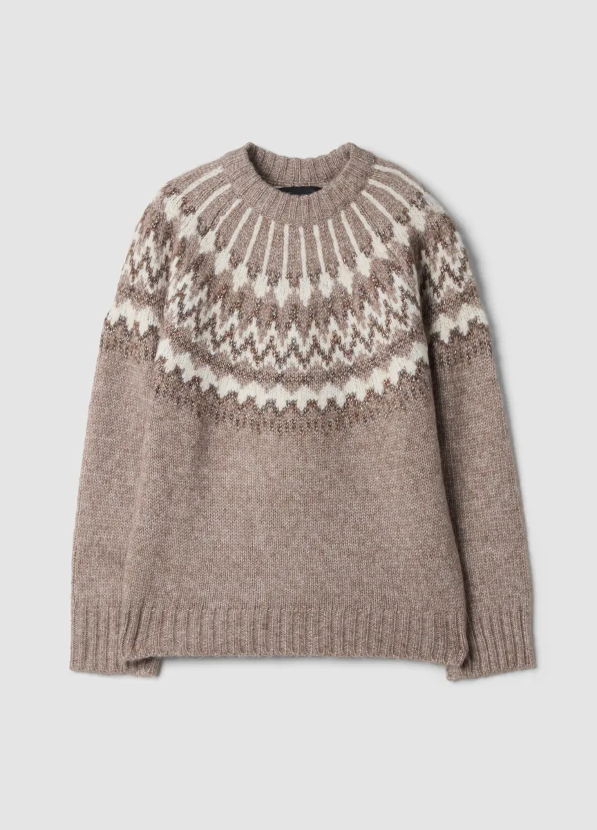 Maglione beige girocollo jacquard regular fit
