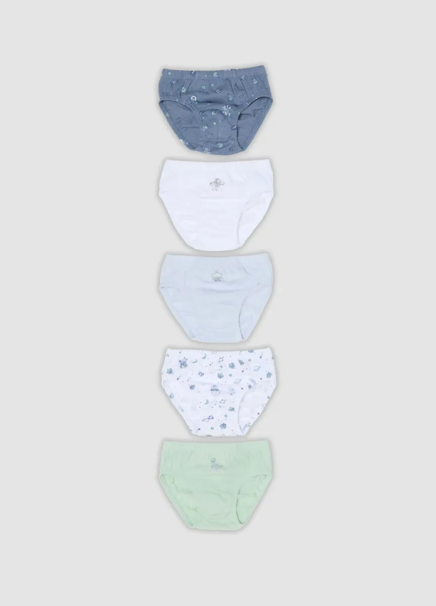 Multipack di cinque slip multicolor in cotone organico con grafiche Toy Story